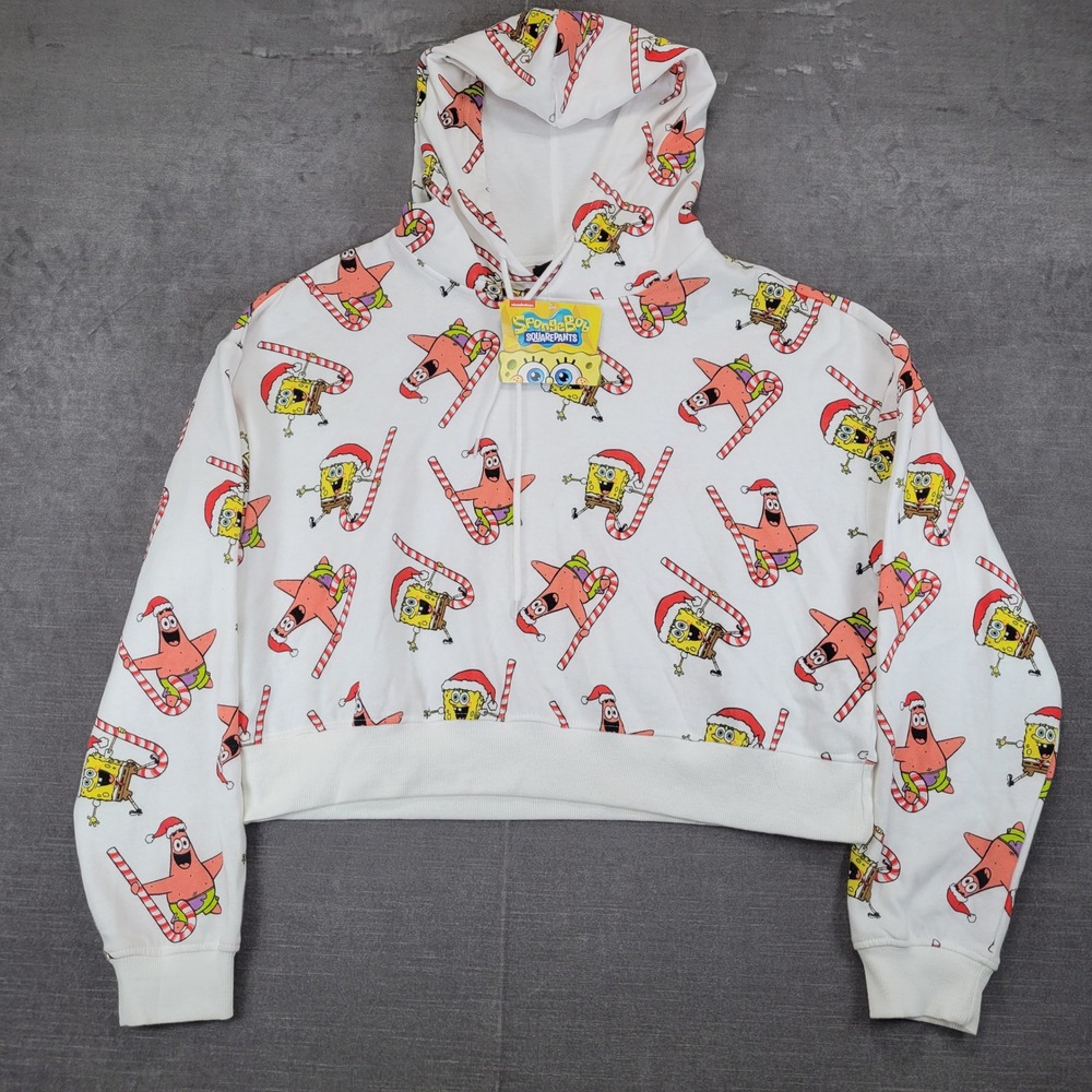 Nickelodeon Spongebob Patrick Christmas Hoodie Holiday White‎ XL New